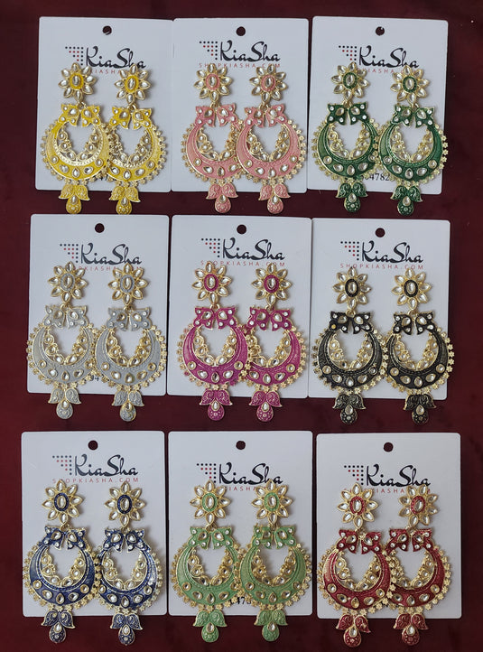 Meenakari Enamel Pearls Ethnic Jhumka