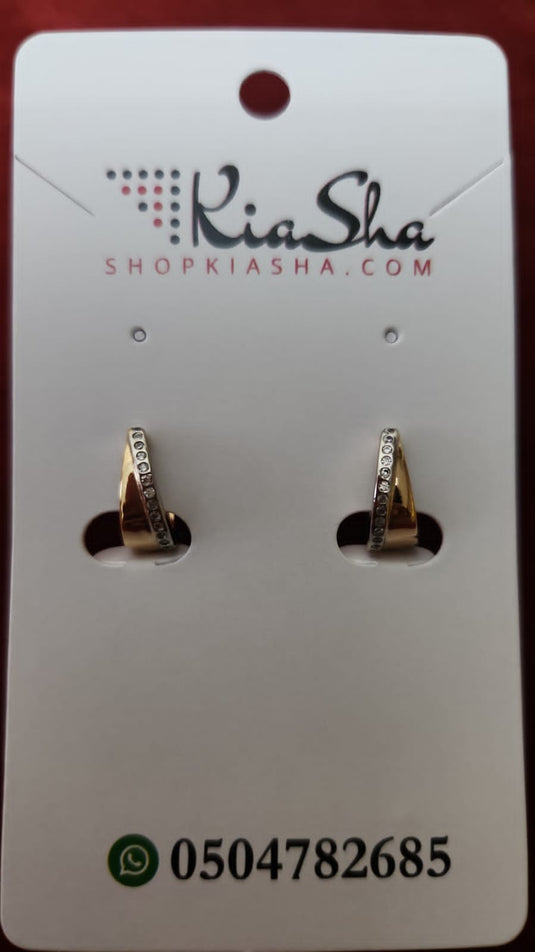 Stainless Steel  Stud Earrings with crystals - silver