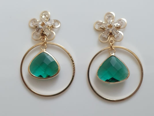 Multi colored stones outlined in Gold classic wear danglers 6 classic colors to add grace to any of your classic outfits