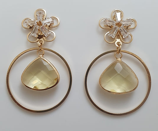 Multi colored stones outlined in Gold classic wear danglers 6 classic colors to add grace to any of your classic outfits