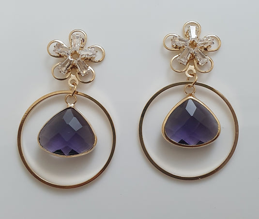 Multi colored stones outlined in Gold classic wear danglers 6 classic colors to add grace to any of your classic outfits