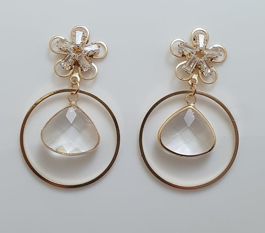 Multi colored stones outlined in Gold classic wear danglers 6 classic colors to add grace to any of your classic outfits