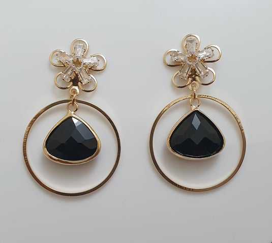 Multi colored stones outlined in Gold classic wear danglers 6 classic colors to add grace to any of your classic outfits