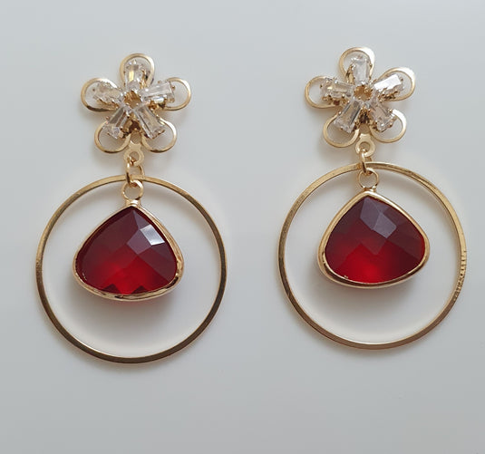 Multi colored stones outlined in Gold classic wear danglers 6 classic colors to add grace to any of your classic outfits