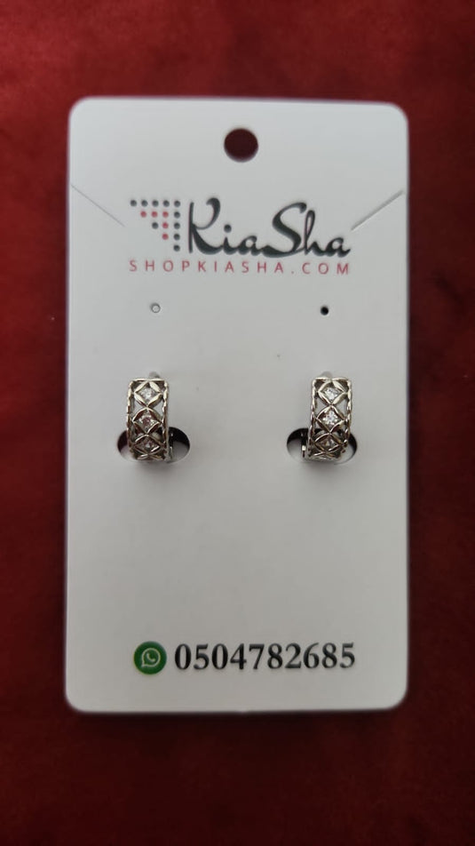 Stainless Steel  Stud Earrings with crystals - silver