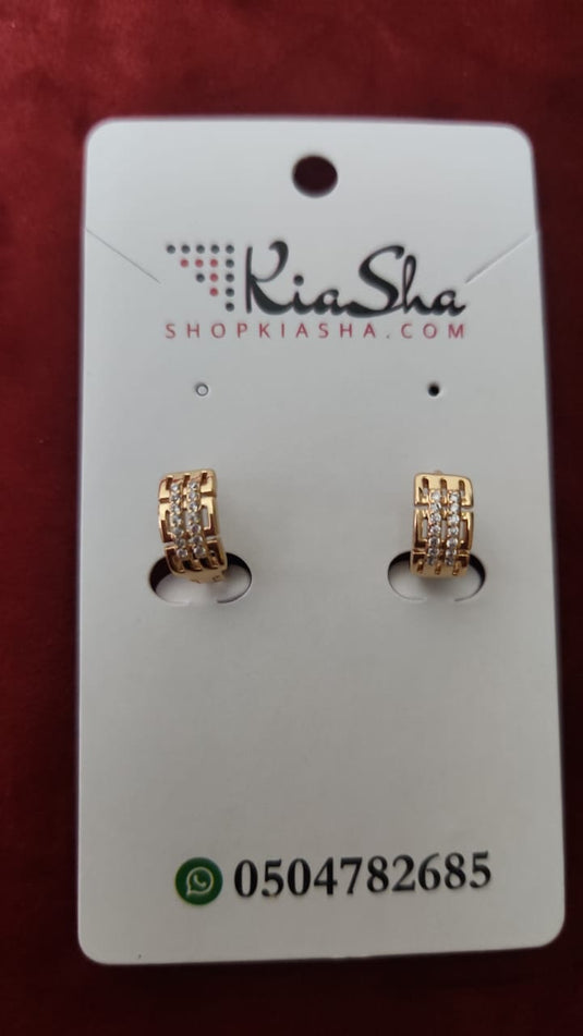 Stainless Steel  Stud Earrings with crystals - gold