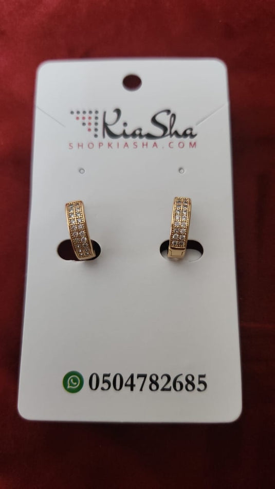 Stainless Steel  Stud Earrings with crystals - gold