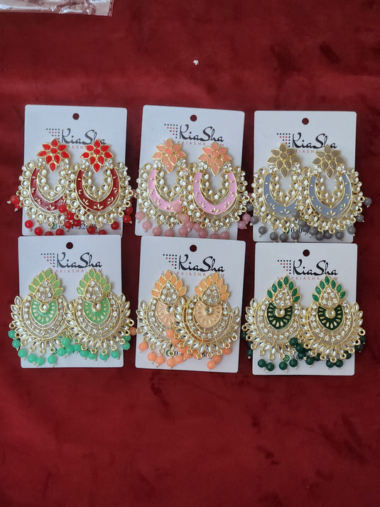 Meenakari Enamel Pearls Ethnic Jhumka