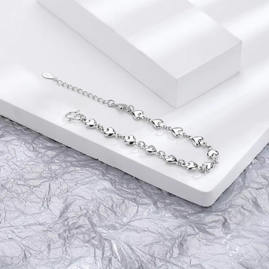 925 Silver Heart Charm Bracelet