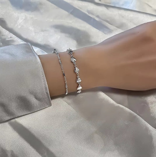 925 Silver Heart Charm Bracelet