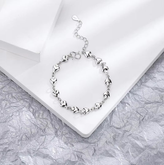 925 Silver Heart Charm Bracelet