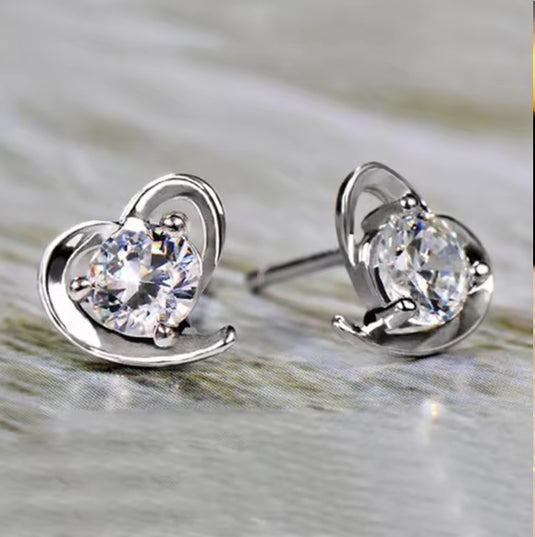 925 Silver Heart Stud Earrings