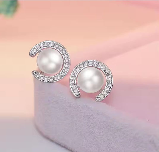 925 Silver Pearl Stud Earrings
