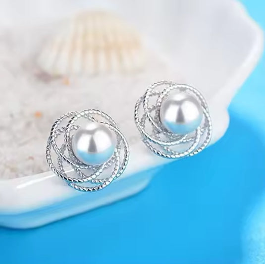 925 Silver Pearl Stud Earrings