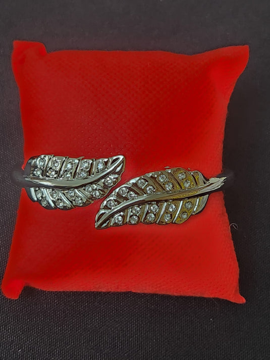 Stainless Steel Cuff Bangle Styled with Crystals