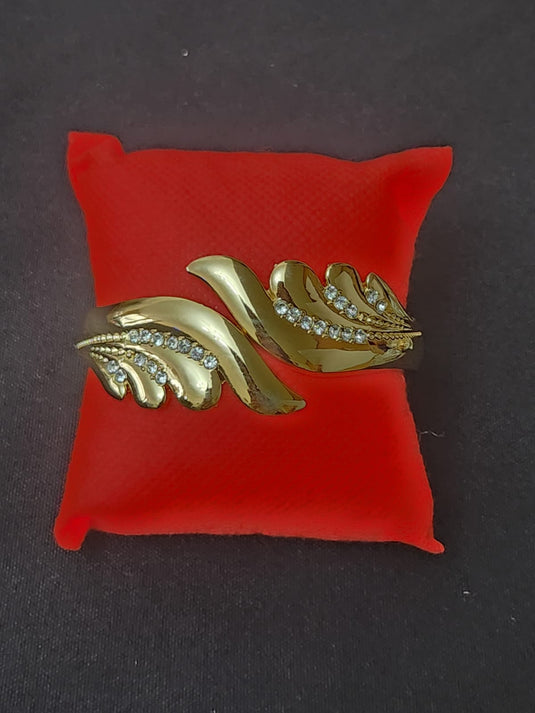 Stainless Steel Cuff Bangle Styled with Crystals - Silver