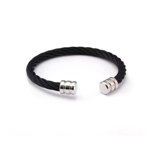 Vintage Fashion Titanium Steel Cuff Bracelet / Bangle in Black & White To Go For Any Occasion