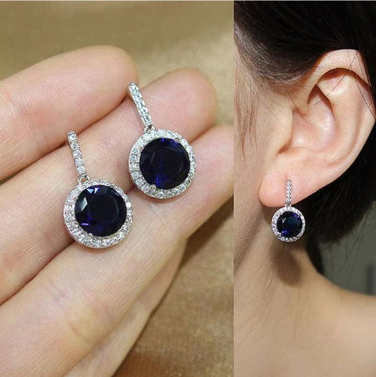 Luxury Premium Quality AD Collection Cubic Zircon Drop Earrings - Yellow, Red, Pink, Blue