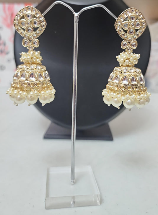 Meenakari Ethnic Kundan Jhumka Earrings