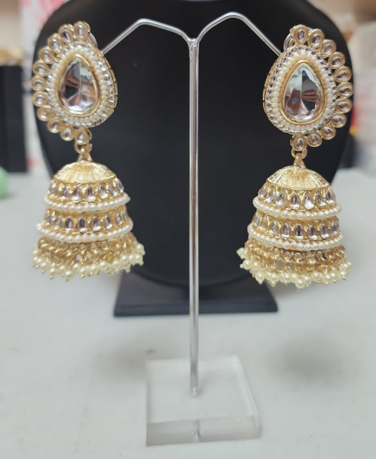 Meenakari Ethnic Kundan Jhumka Earrings