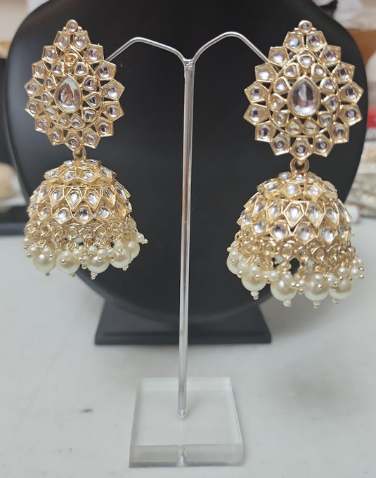 Meenakari Ethnic Kundan Jhumka Earrings
