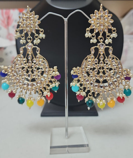 Meenakari Ethnic Kundan Jhumka Earrings