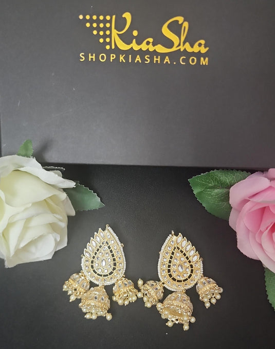 Meenakari Ethnic Kundan Jhumka Earrings