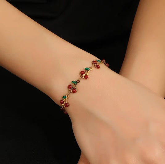 Cherry Design Stainless Steel Bracelet