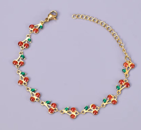 Cherry Design Stainless Steel Bracelet