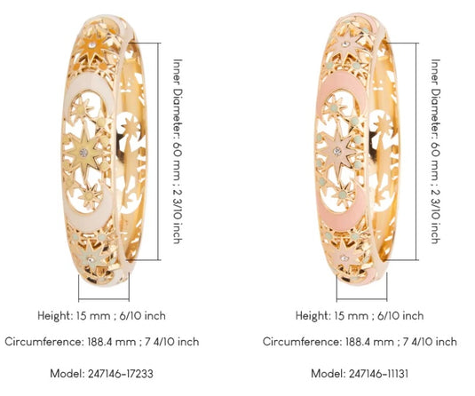 Hollow Wide Cut Work Enamel Cuff Bangles in Beige & White Colors