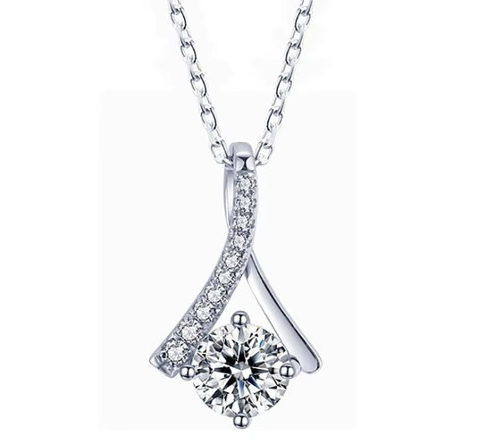 Luxury Premium Crisscross Solitaire Design AD Collection Cubic Zircon Pendant Necklace