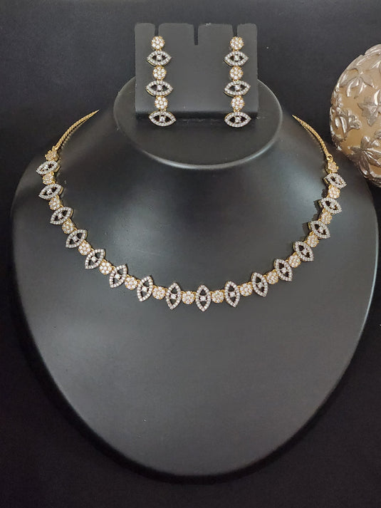 Premium AAA Grade Cubic Zircon / American Diamond Sets - Necklace & Earrings