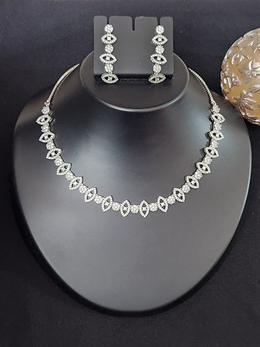 Premium AAA Grade Cubic Zircon / American Diamond Sets - Necklace & Earrings