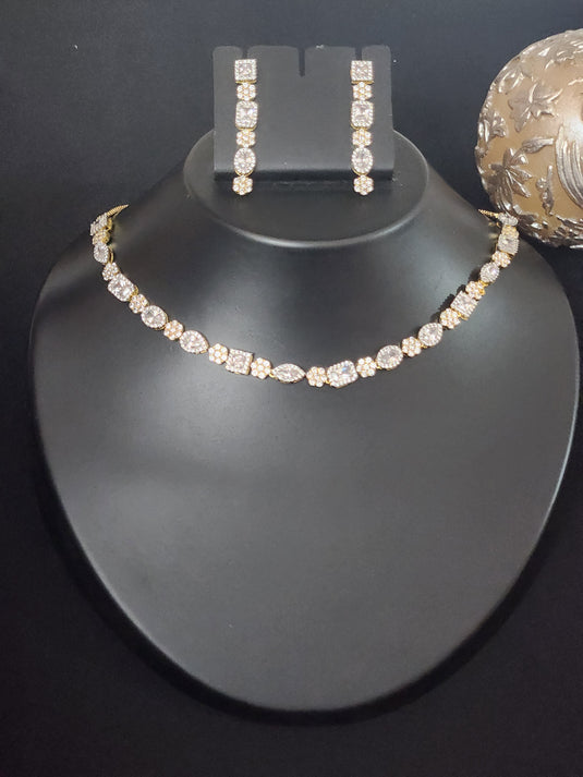 Premium AAA Grade Cubic Zircon / American Diamond Sets - Necklace & Earrings