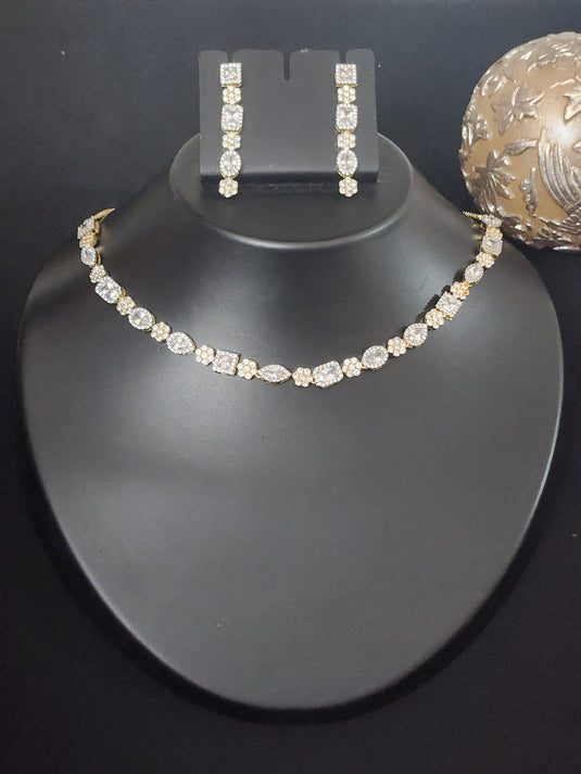 Premium AAA Grade Cubic Zircon / American Diamond Sets - Necklace & Earrings
