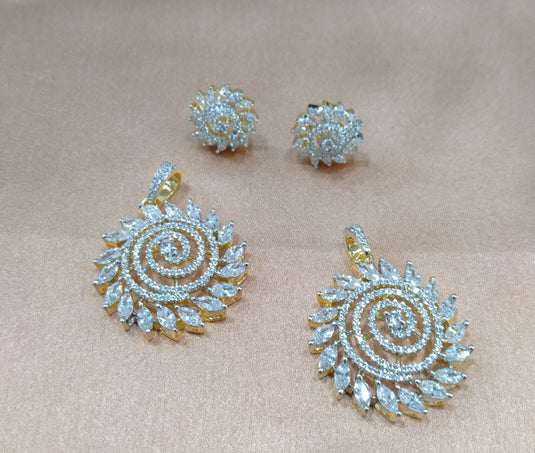 Premium AAA Grade Cubic Zircon / American Diamond Sets - Pendant & Earrings