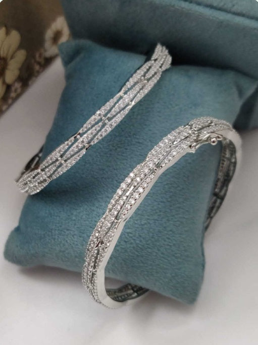 Premium AAA Grade Cubic Zircon / American Diamond Bangle - Set of 2 pieces