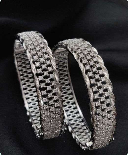 Premium AAA Grade Cubic Zircon / American Diamond Bangle - Set of 2 pieces