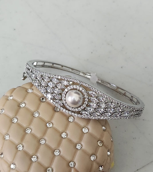 Premium AAA Grade Cubic Zircon / American Diamond Pearl Bangle