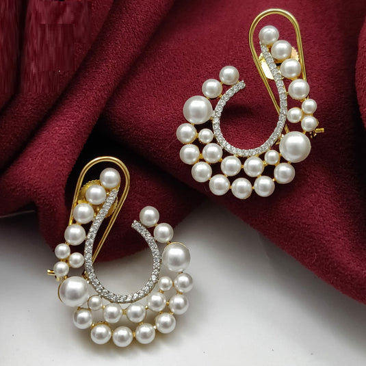 Premium AAA Grade Cubic Zircon/American Diamond Pearl Drop Earrings