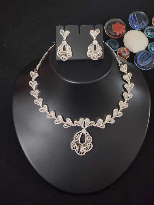 Premium AAA Grade Cubic Zircon / American Diamond Sets - Necklace & Earrings