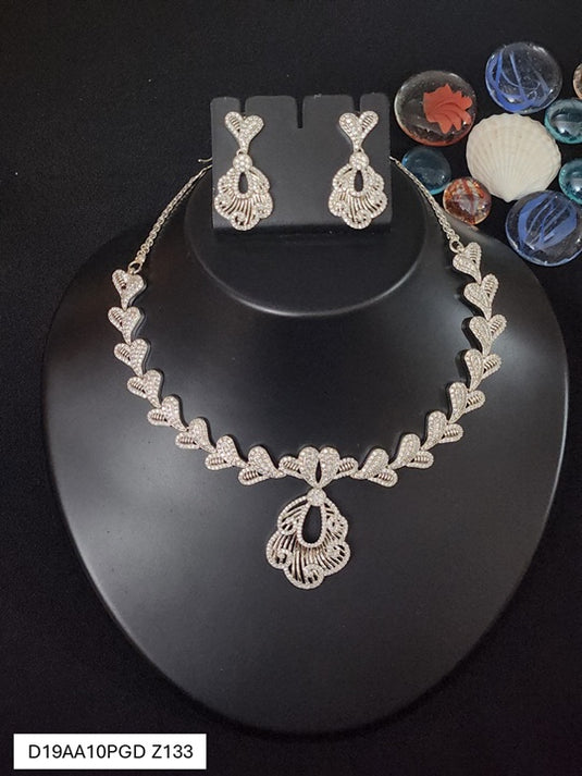 Premium AAA Grade Cubic Zircon / American Diamond Sets - Necklace & Earrings