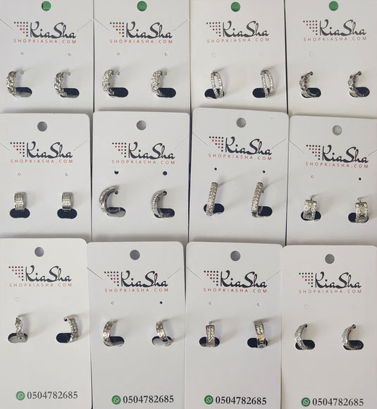 Luxury Premium Quality AD Collection Cubic Zircon Earrings - Small Hoop & Stud Earrings