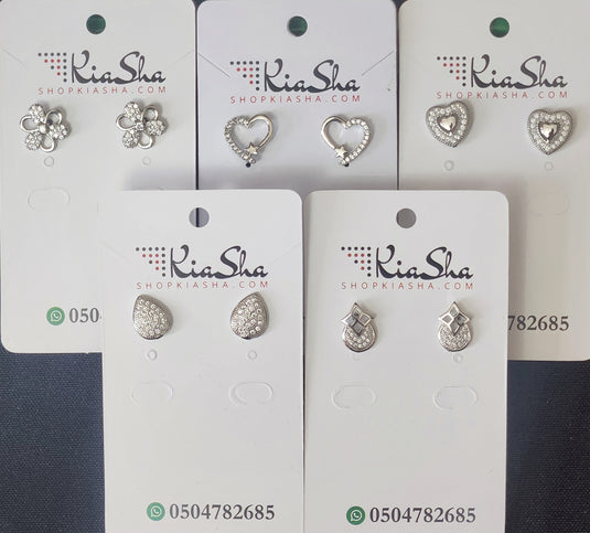 Luxury Premium Quality AD Collection Cubic Zircon Earrings - Small Hoop & Stud Earrings