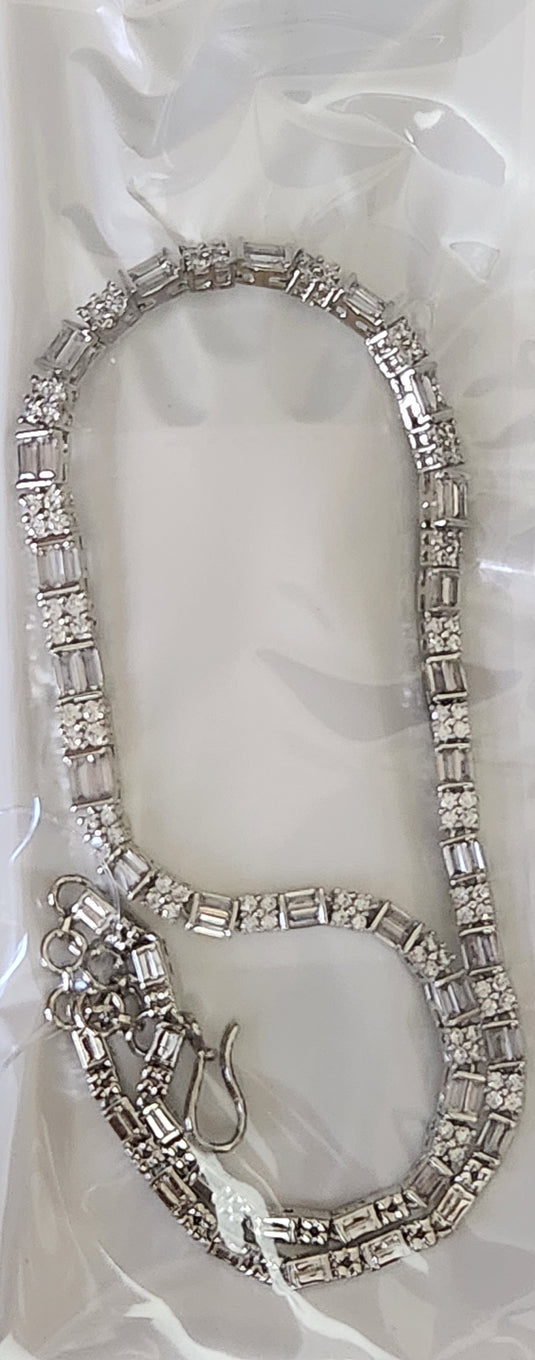 Premium AAA Grade Cubic Zircon/American Diamond Tennis Set - Necklace & Earrings