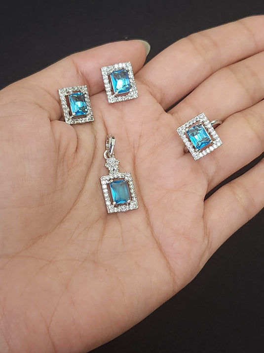 Premium AAA Grade Cubic Zircon/American Diamond Sets - Pendant, Earrings & Finger Ring