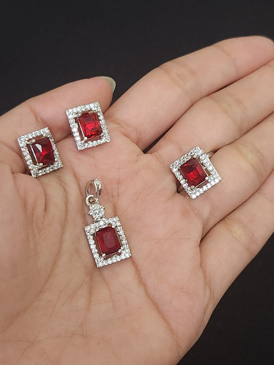 Premium AAA Grade Cubic Zircon/American Diamond Sets - Pendant, Earrings & Finger Ring