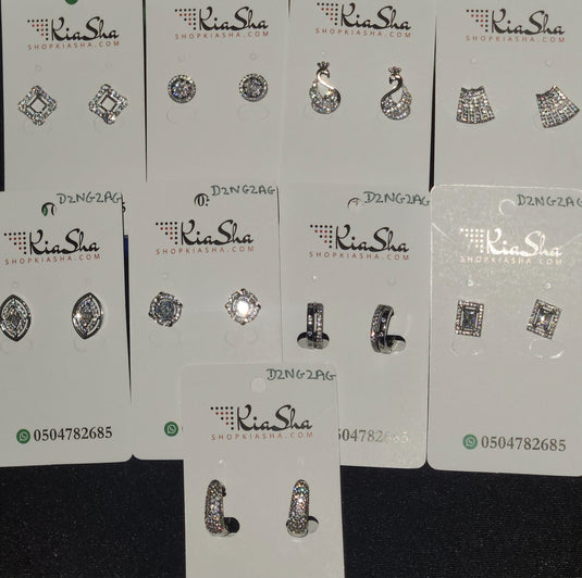 Luxury Premium Quality AD Collection Cubic Zircon Earrings - Small Hoop & Stud Earrings