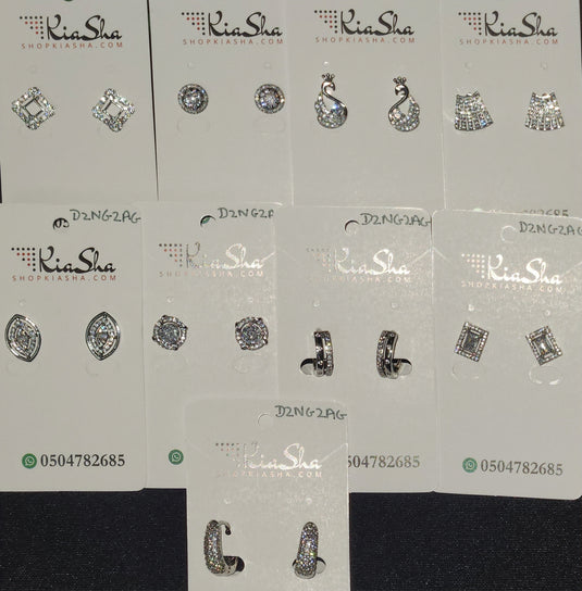 Luxury Premium Quality AD Collection Cubic Zircon Earrings - Small Hoop & Stud Earrings