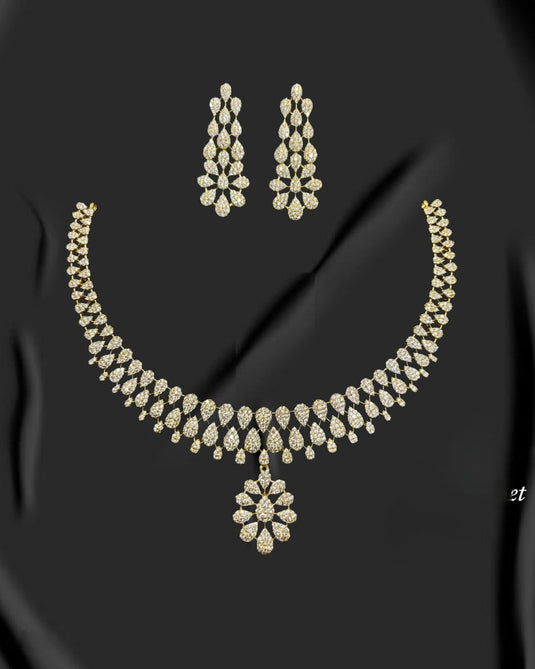 Premium AAA Grade Cubic Zircon/American Diamond Set - Necklace & Earrings